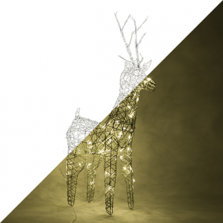 Lumineo Kerstfiguur rendier | 104 cm (72 leds, Wicker, Grijs, Binnen/Buiten) 491922 K151000113 - 1