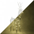 Kerstfiguur rendier | 104 cm (72 leds, Wicker, Grijs, Binnen/Buiten)