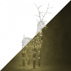 Kerstfiguur rendier | 135 centimeter (96 LEDs, Wicker, Zilver, Binnen/Buiten)