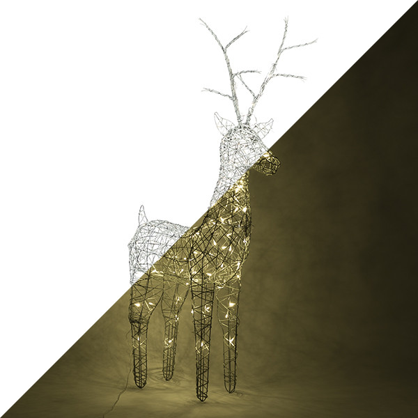 Lumineo Kerstfiguur rendier | 135 cm (96 leds, Wicker, Grijs, Binnen/Buiten) 491923 K151000114 - 1
