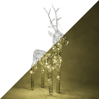Lumineo Kerstfiguur rendier | 69 cm (48 leds, Wicker, Grijs, Binnen/Buiten) 491921 K151000112 - 1