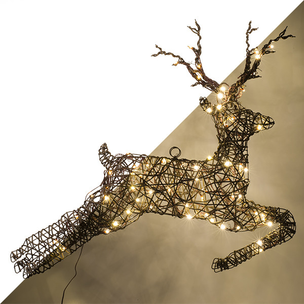 Lumineo Kerstfiguur rendier | 81 x 61 cm (72 leds, Wicker, Tweezijdig) 493544 K151000686 - 1