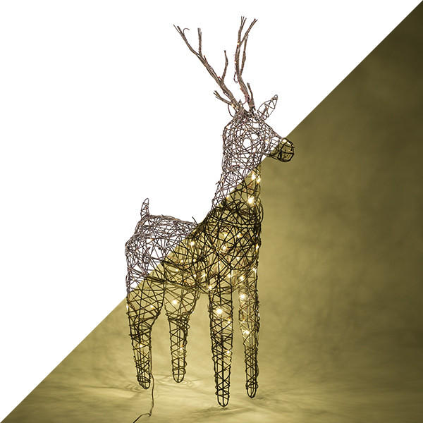 Lumineo Kerstfiguur rendier | Lumineo | 104 cm (72 leds, Wicker, Bruin, Binnen/Buiten) 491903 K151000110 - 1