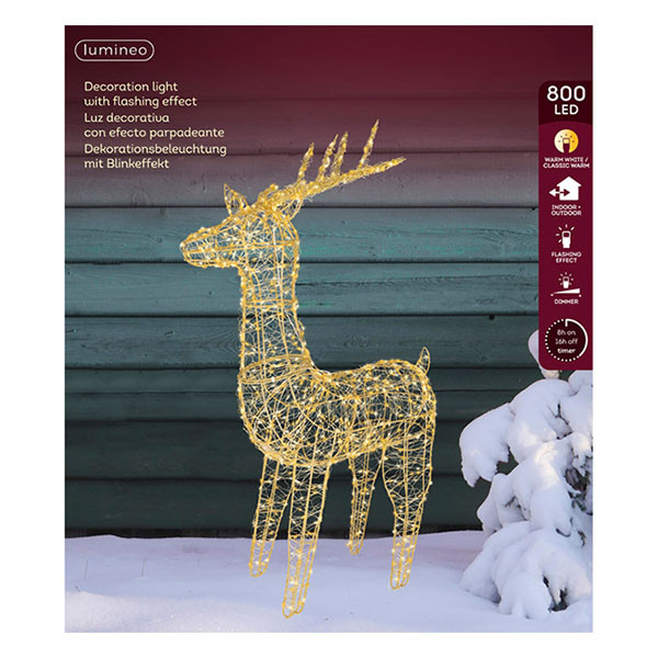 Lumineo Kerstfiguur rendier | Lumineo | 104 cm (800 leds, Warm wit, Metaal, Buiten, Goud) 490458 K151001798 - 2