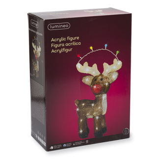 Lumineo Kerstfiguur rendier | Lumineo | 17 x 33 x 47 centimeter (Acryl, 48 leds, Timer, Helder wit, Flikkeren, Timer, Binnen/Buiten) 491146 K151200122 - 4