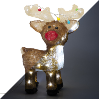 Lumineo Kerstfiguur rendier | Lumineo | 17 x 33 x 47 centimeter (Acryl, 48 leds, Timer, Helder wit, Flikkeren, Timer, Binnen/Buiten) 491146 K151200122