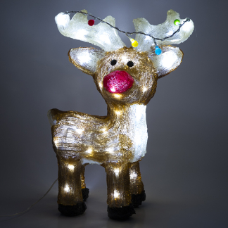 Lumineo Kerstfiguur rendier | Lumineo | 17 x 33 x 47 centimeter (Acryl, 48 leds, Timer, Helder wit, Flikkeren, Timer, Binnen/Buiten) 491146 K151200122 - 2