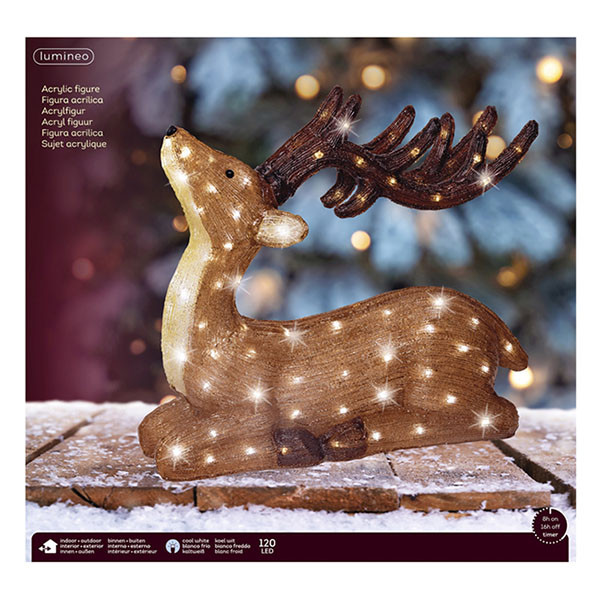 Lumineo Kerstfiguur rendier | Lumineo | 18 x 52 x 56 cm (120 leds, Timer, Acryl, Koud wit, Buiten) 490368 K151001794 - 3