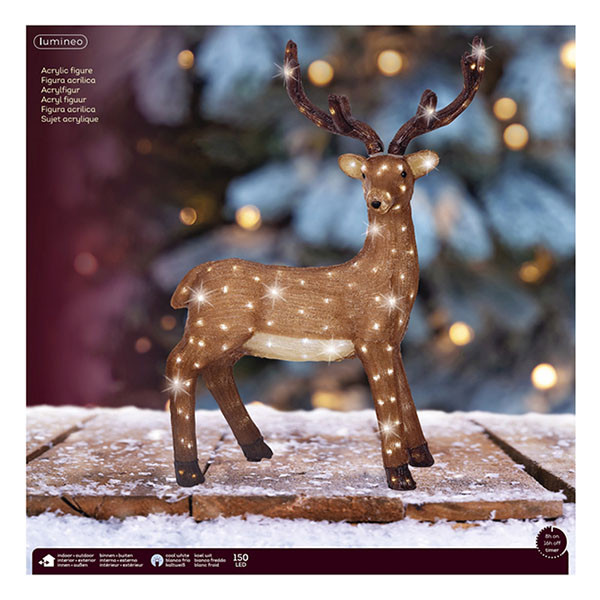 Lumineo Kerstfiguur rendier | Lumineo | 25 x 66 x 86 cm (150 leds, Timer, Acryl, Koud wit, Buiten) 490367 K151001793 - 3