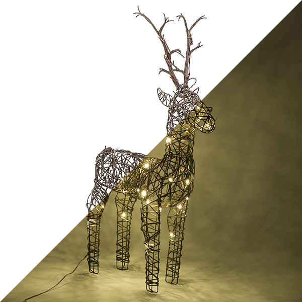 Lumineo Kerstfiguur rendier | Lumineo | 69 cm (48 leds, Wicker, Bruin, Binnen/Buiten) 491902 K151000109 - 1