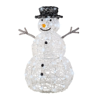 Lumineo Kerstfiguur sneeuwpop | Lumineo | 45.5 x 37 x 65 centimeter (Acryl, 80 leds, Timer, Helder wit, Flikkeren, Timer, Binnen/Buiten) 491431 K151200123