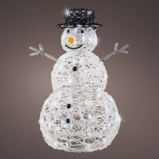 Lumineo Kerstfiguur sneeuwpop | Lumineo | 45.5 x 37 x 65 centimeter (Acryl, 80 leds, Timer, Helder wit, Flikkeren, Timer, Binnen/Buiten) 491431 K151200123 - 2