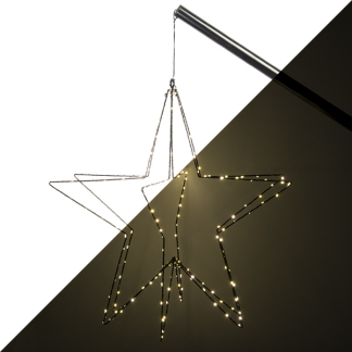 Lumineo Kerstfiguur vlaggenstok | Ster | Ø 60 cm (192 Micro leds, Inclusief stok) 491640 K151000656