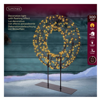 Lumineo Kerstkrans | Lumineo | 7 x 28 x 38 cm (300 leds, Op standaard, Timer, Netstroom, Binnen/Buiten) 490623 K151001799 - 2