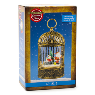 Lumineo Kerstlantaarn | Lumineo | Kerstman en sneeuwpop op slee | 23.7 cm (Led, Batterijen, Timer) 488912 K150303183 - 4