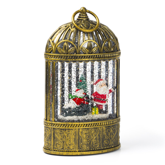 Lumineo Kerstlantaarn | Lumineo | Kerstman en sneeuwpop op slee | 23.7 cm (Led, Batterijen, Timer) 488912 K150303183 - 3
