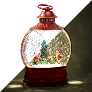 Lumineo Kerstlantaarn | Lumineo | Kerstmannen en kerstboom | 25.5 cm (Led, Batterijen, Timer) 488890 K150303182 - 1
