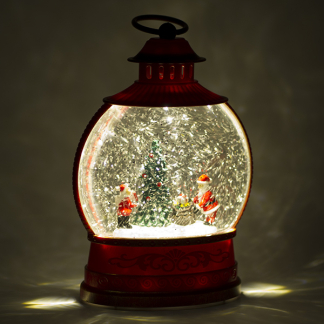 Lumineo Kerstlantaarn | Lumineo | Kerstmannen en kerstboom | 25.5 cm (Led, Batterijen, Timer) 488890 K150303182 - 2