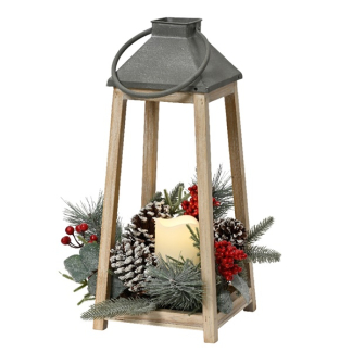 Lumineo Kerstlantaarn met kerststukje | Lumineo | 36 centimeter (Led, Batterijen) 552704 K150303995 - 4
