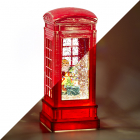 Kerstlantaarn telefooncel met kerstman | Lumineo | 21 cm (LED, Batterijen)