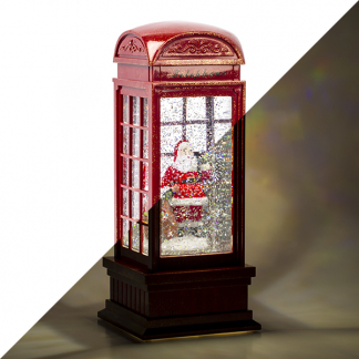 Lumineo Kerstlantaarn telefooncel met kerstman | Lumineo | 25 cm (Led, Batterijen) 485766 K151000097 - 1