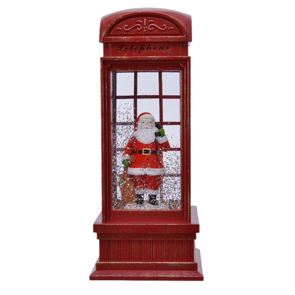 Lumineo Kerstlantaarn telefooncel met kerstman | Lumineo | 25 cm (Led, Batterijen) 485766 K151000097 - 2