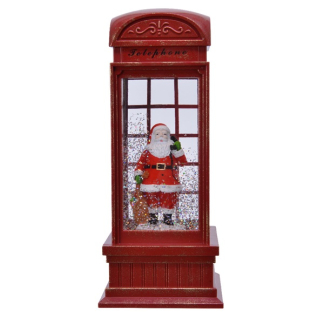 Lumineo Kerstlantaarn telefooncel met kerstman | Lumineo | 25 cm (Led, Batterijen) 485766 K151000097 - 2