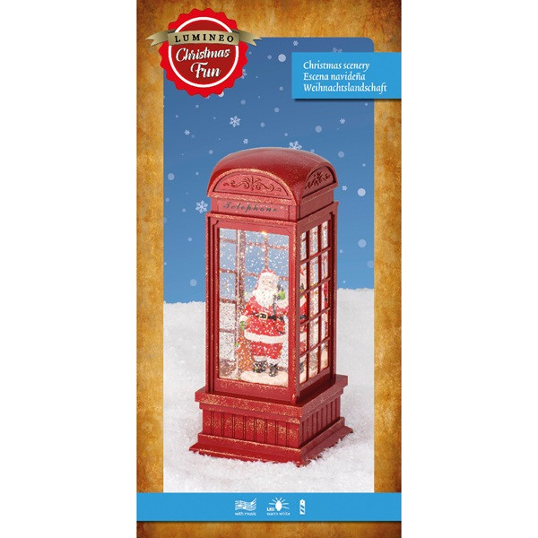 Lumineo Kerstlantaarn telefooncel met kerstman | Lumineo | 25 cm (Led, Batterijen) 485766 K151000097 - 3