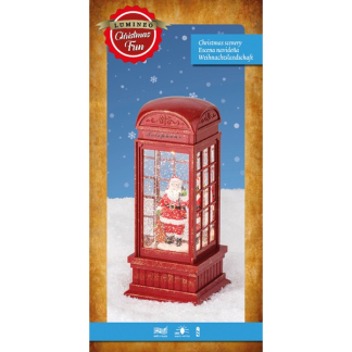 Lumineo Kerstlantaarn telefooncel met kerstman | Lumineo | 25 cm (Led, Batterijen) 485766 K151000097 - 3
