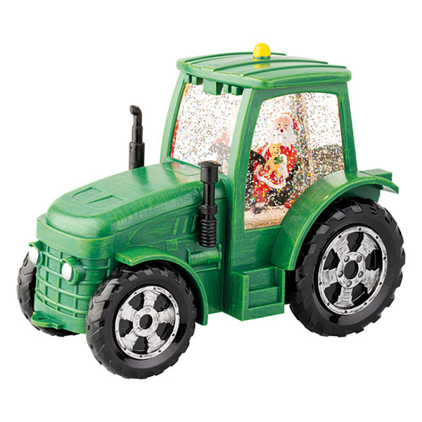 Lumineo Kerstlantaarn tractor met kerstman | Lumineo | 17 cm (Led, Muziek, Batterijen) 488729 K151200174 - 1