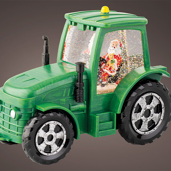 Lumineo Kerstlantaarn tractor met kerstman | Lumineo | 17 cm (Led, Muziek, Batterijen) 488729 K151200174 - 3