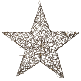 Lumineo Kerstster met verlichting | 79 x 76 cm (48 LEDs, Wicker, Eénzijdig) 493555 K151000687 - 