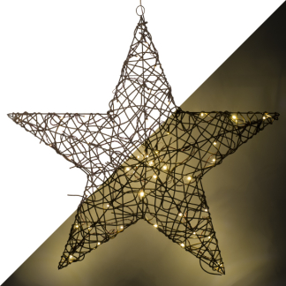 Lumineo Kerstster met verlichting | 79 x 76 cm (48 leds, Wicker, Eénzijdig) 493555 K151000687 - 1