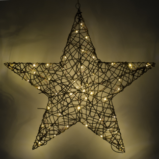 Lumineo Kerstster met verlichting | 79 x 76 cm (48 leds, Wicker, Eénzijdig) 493555 K151000687 - 3