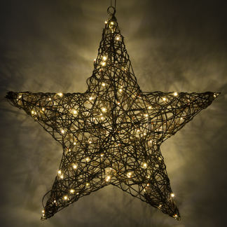 Lumineo Kerstster met verlichting | 79 x 76 cm (96 LEDs, Wicker, Tweezijdig) 493541 K151000688 - 