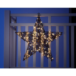Lumineo Kerstster met verlichting | 79 x 76 cm (96 LEDs, Wicker, Tweezijdig) 493541 K151000688 - 