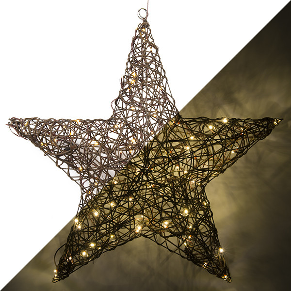 Lumineo Kerstster met verlichting | 79 x 76 cm (96 leds, Wicker, Tweezijdig) 493541 K151000688 - 1