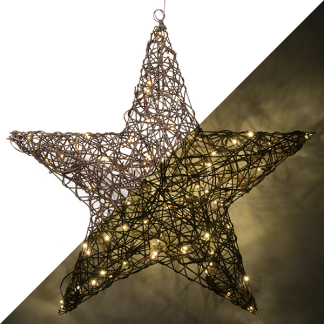 Lumineo Kerstster met verlichting | 79 x 76 cm (96 leds, Wicker, Tweezijdig) 493541 K151000688 - 1