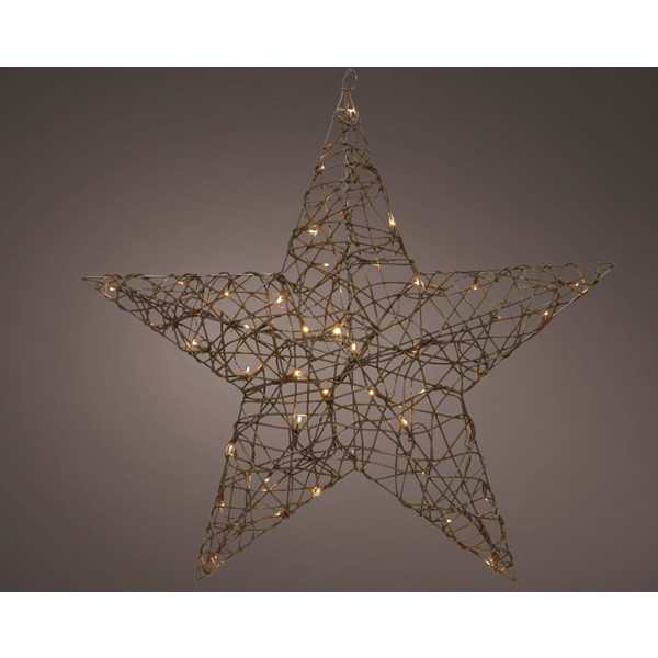 Lumineo Kerstster met verlichting | 79 x 76 cm (96 leds, Wicker, Tweezijdig) 493541 K151000688 - 5