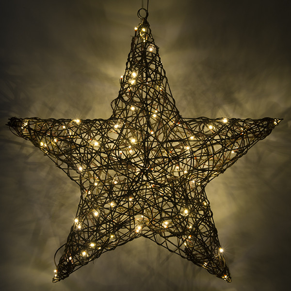 Lumineo Kerstster met verlichting | 79 x 76 cm (96 leds, Wicker, Tweezijdig) 493541 K151000688 - 7