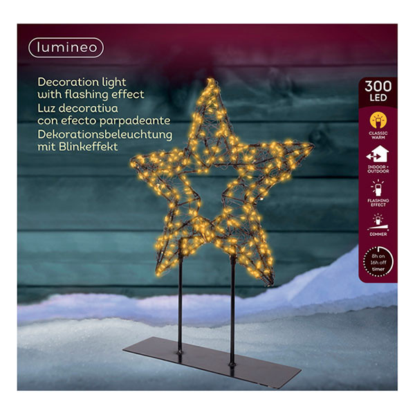Lumineo Kerstster met verlichting | Lumineo | 6 x 28 x 37 cm (300 leds, Op standaard, Timer, Netstroom, Binnen/Buiten) 490627 K151001801 - 2