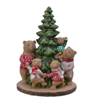 Lumineo Kersttafereel | Beren met kerstboom | Lumineo (7 leds, Batterij, Timer) 530516 K151000197 - 2