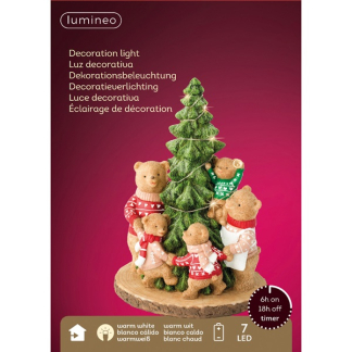 Lumineo Kersttafereel | Beren met kerstboom | Lumineo (7 leds, Batterij, Timer) 530516 K151000197 - 3