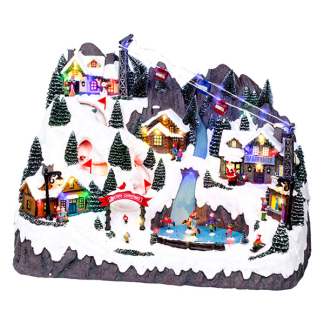 Lumineo Kersttafereel | Lumineo | Christmas Village (63 leds, Bewegend, Muziek) 489354 K150303397