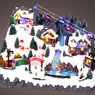 Lumineo Kersttafereel | Lumineo | Christmas Village (63 leds, Bewegend, Muziek) 489354 K150303397 - 2