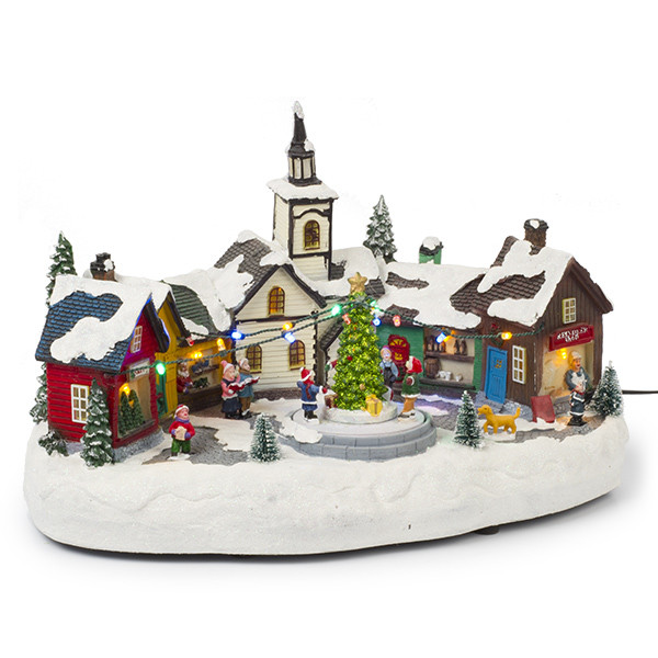 Lumineo Kersttafereel | Lumineo | Kerstmarkt (22 leds, Bewegend, Muziek) 485523 K150303403 - 1