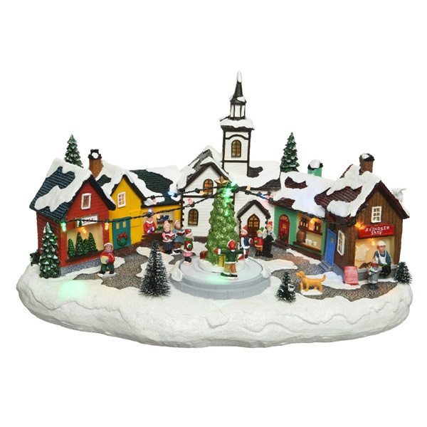 Lumineo Kersttafereel | Lumineo | Kerstmarkt (22 leds, Bewegend, Muziek) 485523 K150303403 - 2