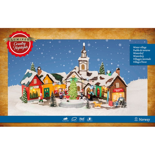 Lumineo Kersttafereel | Lumineo | Kerstmarkt (22 leds, Bewegend, Muziek) 485523 K150303403 - 3