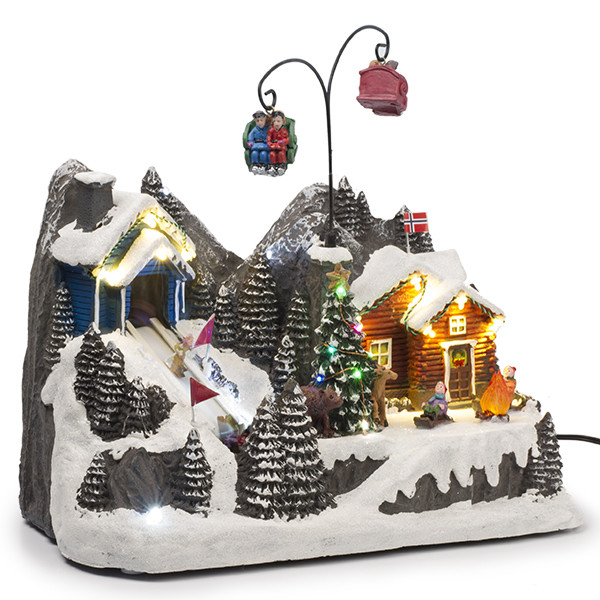 Lumineo Kersttafereel | Lumineo | Noors dorpje (22 leds, Bewegend, Muziek) 485461 K150303425 - 1