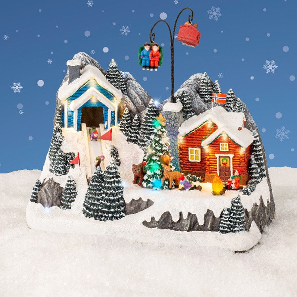 Lumineo Kersttafereel | Lumineo | Noors dorpje (22 leds, Bewegend, Muziek) 485461 K150303425 - 3
